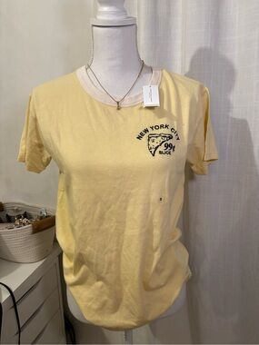 American Eagle Yellow Graphic Tee with Cream Trim